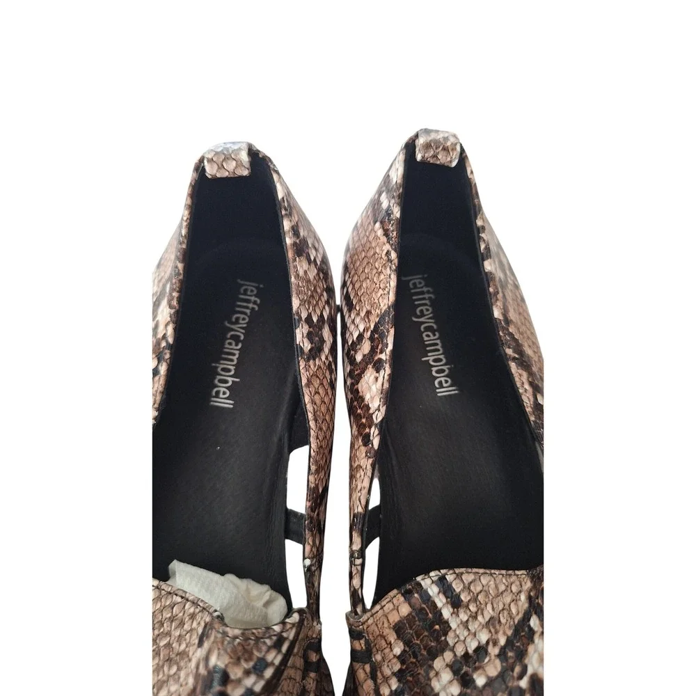 Jeffrey Campbell Snakeskin Studded Pointed Toe Loafers Brown Black Mens 8M